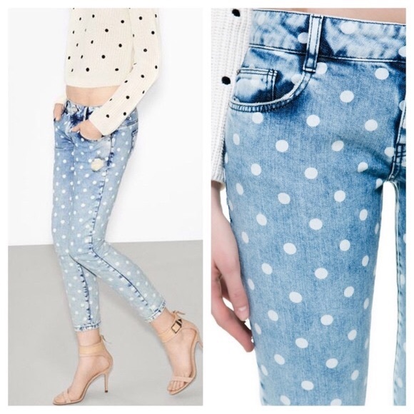 Zara Ombré Polka Dot Jeans - Picture 2 of 12